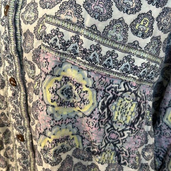 Free People Happy Holibabe Printed Long Sleeve Sleepshirt in Indigo Combo size M - Picture 11 of 16